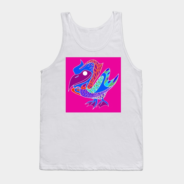 big pelican bird in ecopop colors and floral design art wallpaper Tank Top by jorge_lebeau